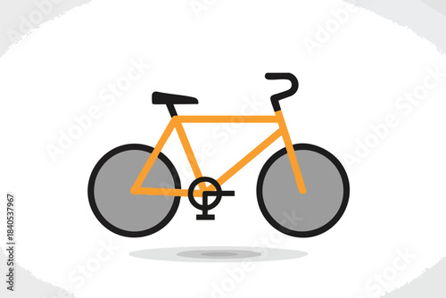 Orange bicycle with gray wheels and black seat and handlebars
