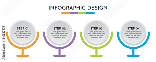 4 Step Infographics Circular Layout Template. Illustration Business Abstract Background. Infographics Design.
