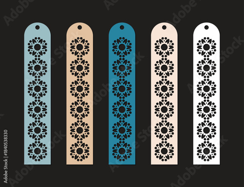 Decorative Floral Pattern Cutout Bookmark Various Color Craft Element
