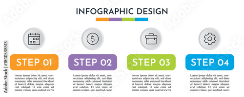 4 Option Infographics Layout Template. Illustration Business Abstract Background. Infographics Design.