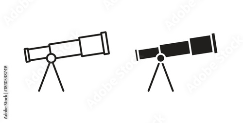 Telescope icon in simple flat trend modern graphic design abstract logotype element