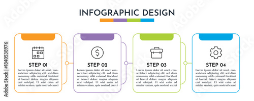 4 Option Infographics Rectangle Thin Line Layout Template. Illustration Business Abstract Background. Infographics Design.