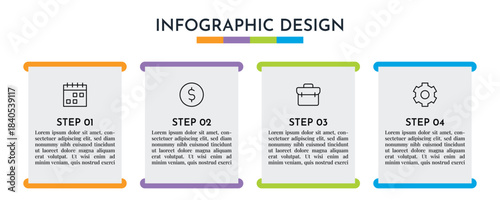 4 Option Infographics Rectangle Layout Template. Illustration Business Abstract Background. Infographics Design.