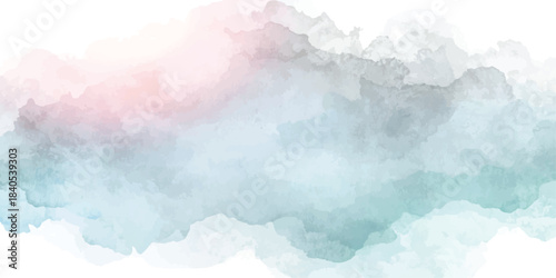 Abstract watercolor art background template. blue and pink watercolor backdrop empty space for text, banner, Abstract art piece features organic shapes resembling nature, foliage, misty landscapes,