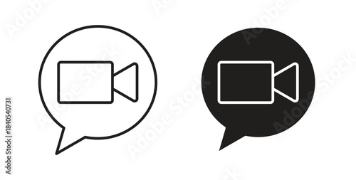 Video call icon in simple flat trend modern graphic design abstract logotype element