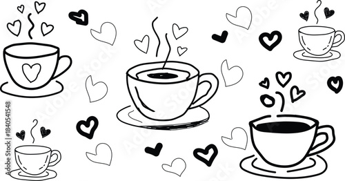 Doodle elements coffee collection vector 