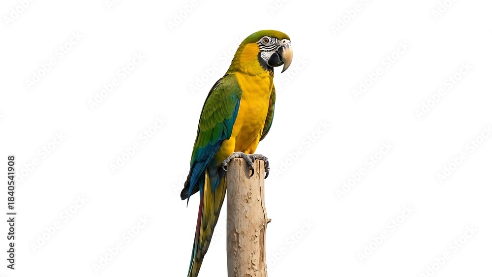 Obraz premium Isolated Blue and Gold Macaw on Perch