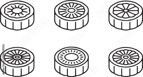 Set of Mooncake Icons.