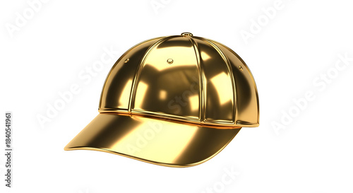 Shiny golden baseball cap with a reflective surface isolated on a transparent background representing luxury and success isolated on transparent background