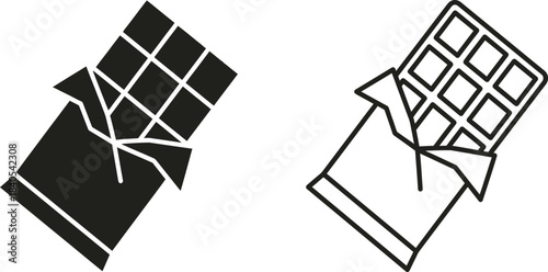 Chocolate Bar in Wrapper Vector – Minimalist Flat and Outline Sweet Dessert