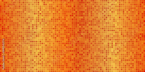 Gold disco party pattern. Yellow square sequin mosaic texture background. Abstract golden shining glitter halftone wallpaper. Pop up comic sparkling glitter backdrop. Modern