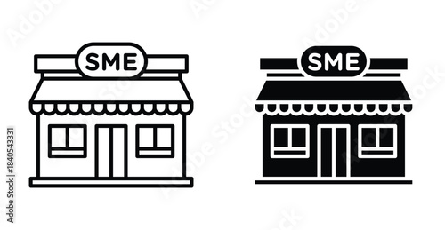 SME icon. Line with editable stroke and flat for Web