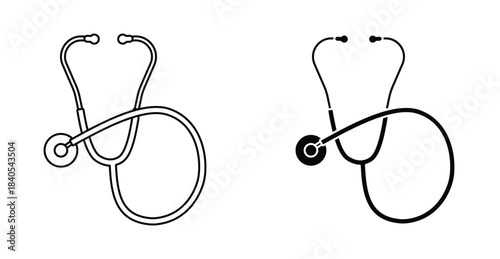 Stethoscope icon. Line with editable stroke and flat for Web