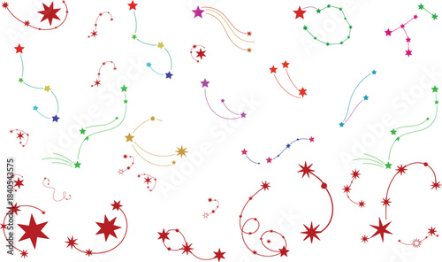 Black and white minimalist shooting star constellation vector illustration, celestial night sky elements, cosmic design, astrology and astronomy inspired art