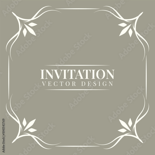 Invitation card. Vintage elegant square frame. Retro style border. Social media post. Decorative background for posters, banner with ornament. Calligraphy postcard with copy space. Vector illustration