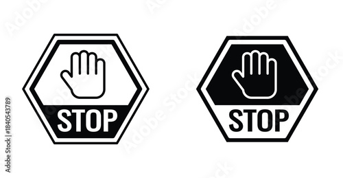 Stop sign. Line with editable stroke and flat for Web