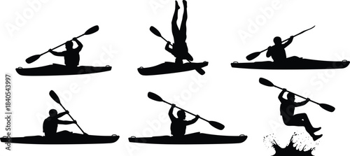 Dynamic Paddler Stunts, Tricks, and Acrobatics on Whitewater Splash