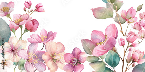 Elegant watercolor floral border