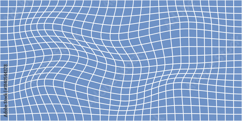 Blue grid pattern wallpaper. Paper notebook lines create squares, blocks with wavy checker texture. Vector seamless school backdrop. Graph sheet design for math education and abstract illustrations.