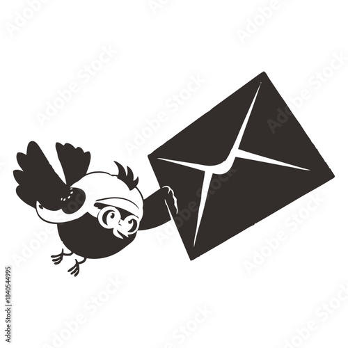 Bird Delivering Envelope Illustration