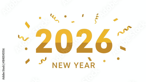 Golden 2026 New Year Celebration with Confetti and Sparkles - Happy New Year Design
