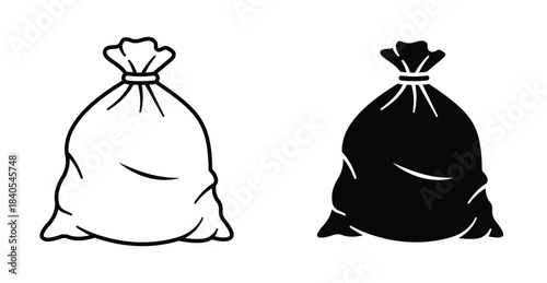 Trash bag icon. Line with editable stroke and flat for Web