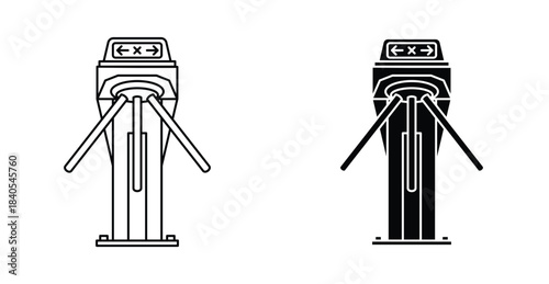 Turnstile icon set. Turnstile vector symbol in black filled and outlined style.