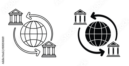 Wire transfer icon set. Wire transfer vector symbol in black filled and outlined style.