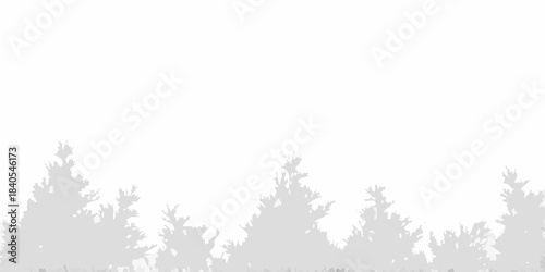 Silhouetted coniferous trees against a bright minimalist white background