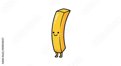 Cartoon French Fry Character with a Smiling Face and Legs.