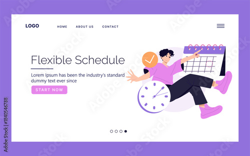 Flexible Schedule Concept with Calendar and Clock