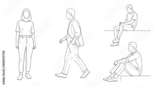 Versatile Auto Cad Drawing of People for Architectural Plans and Layouts