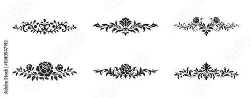 Elegant ornamental floral dividers set classic vintage design