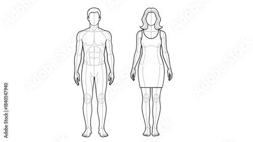 Profile view auto cad drawing of figures in a walking motion sequence.