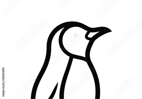 Minimalist Penguin Icon Line Art Simple Design.