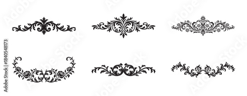 Elegant vintage ornamental design elements set with flourishes