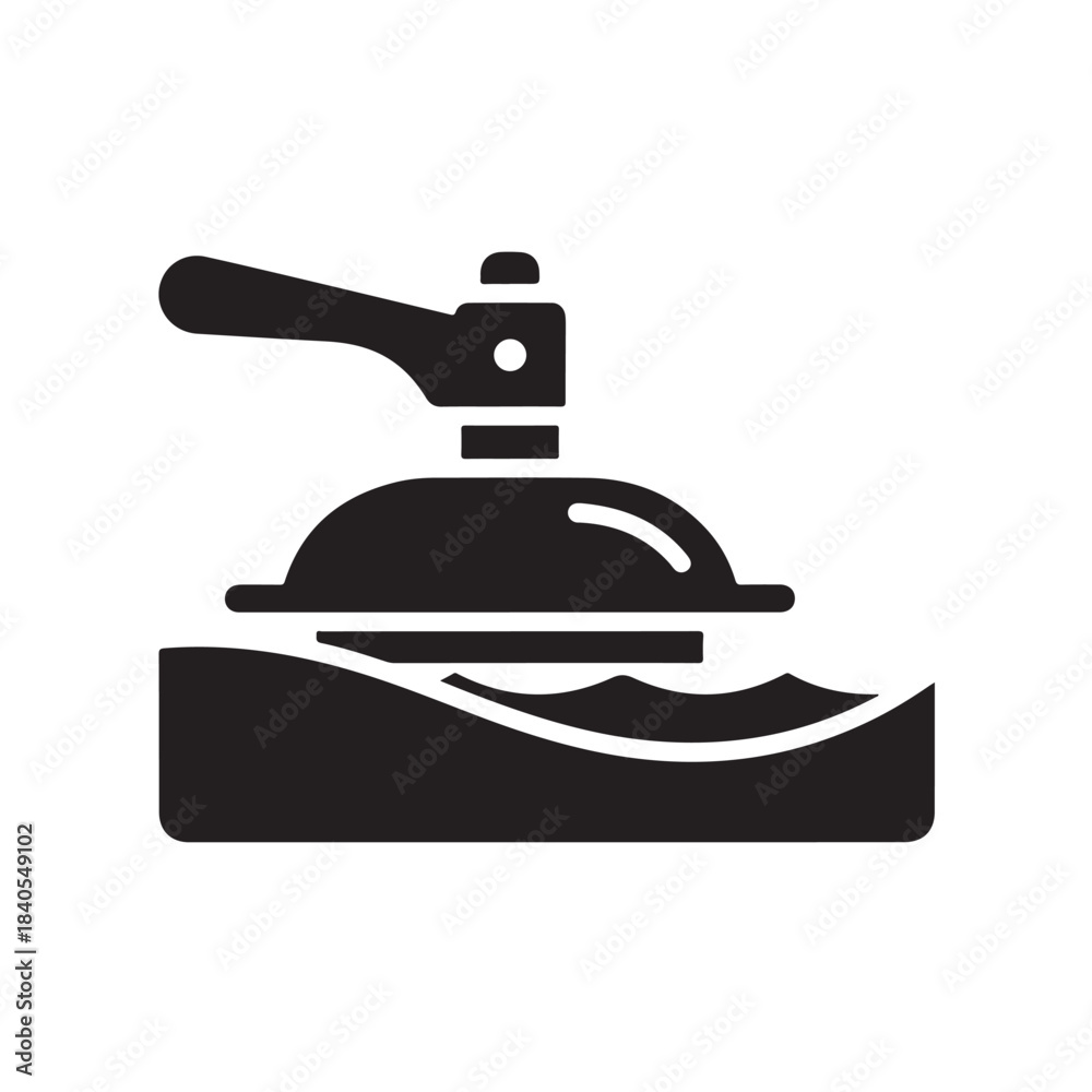 Fototapeta premium Cloche Serving Dish in Simple Modern Design with Black Silhouette and White Background for Restaurant Menu
