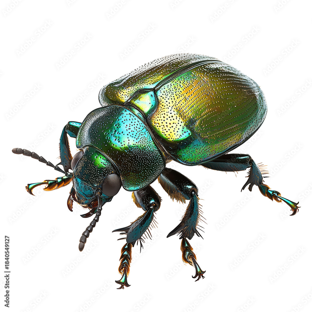 Fototapeta premium Iridescent Beetle. Nature'S Intricate Design And Biodiversity Isolated On Transparent Background