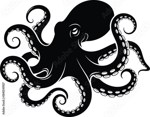 Octopus Silhouette Vector – Sea Animal 