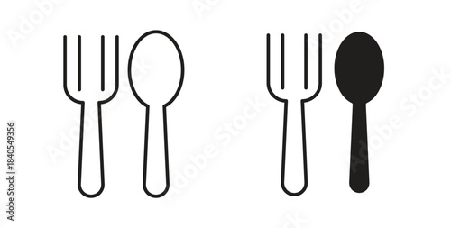 Spoon and Fork icon concept set. Simple icon collection