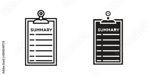 Summary icon concept set. Simple icon collection