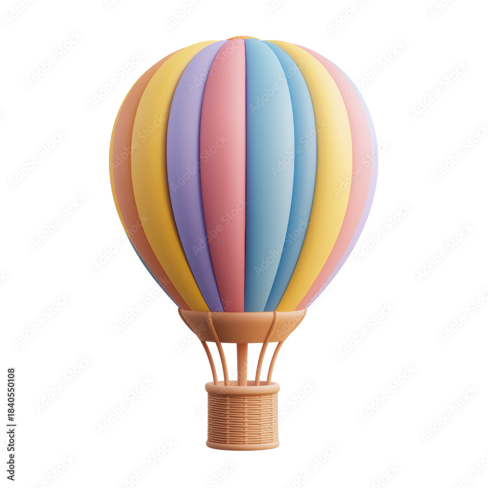 Obraz premium Colorful Hot Air Balloon Illustration. Adventure And Travel Concept Isolated On Transparent Background