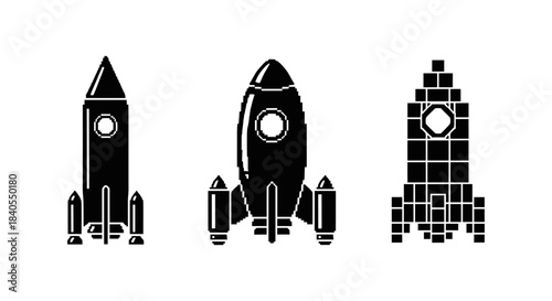 Silhouette rocket pack: pixel, geometric, and classic design set
