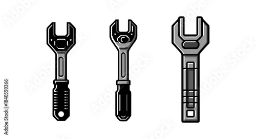 Set of three detailed spanners with different designs