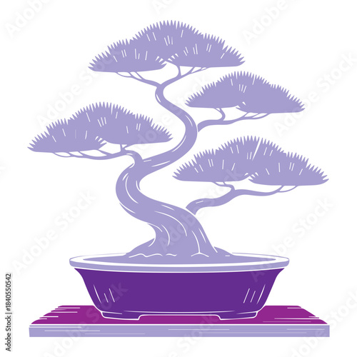 Purple Bonsai Tree Illustration