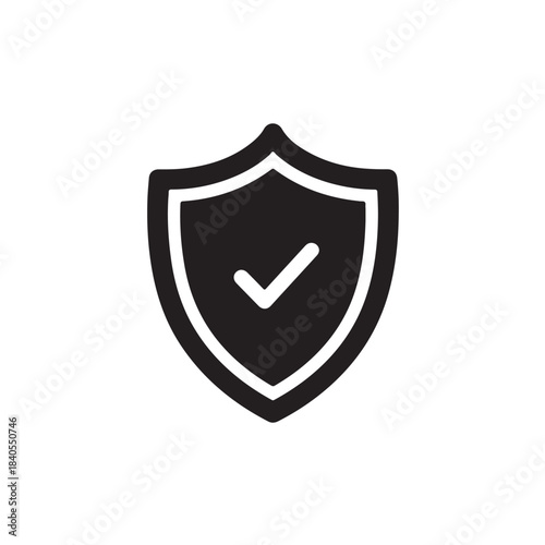 Free Download Shield Icon with Checkmark in Simple Black and White Design for Security Symbol - GFXLoad
