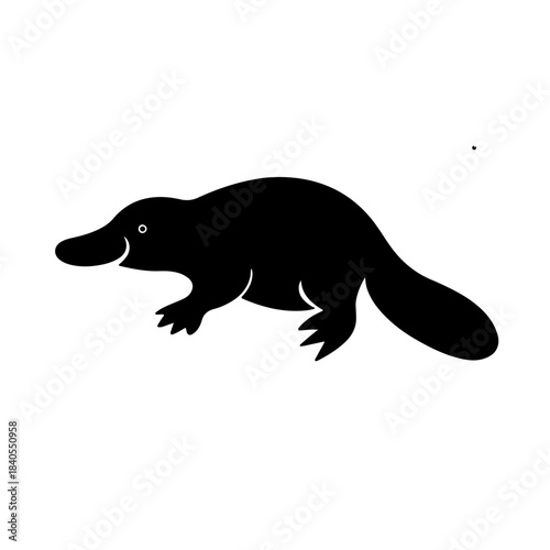 Platypus Silhouette Icon – Minimal Black Vector on Transparent Background