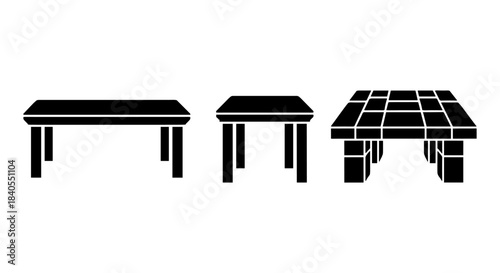 Minimalist silhouette of rectangular tables with different tops