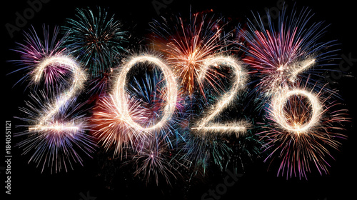 2026 new year celebration firework illustration on dark background
