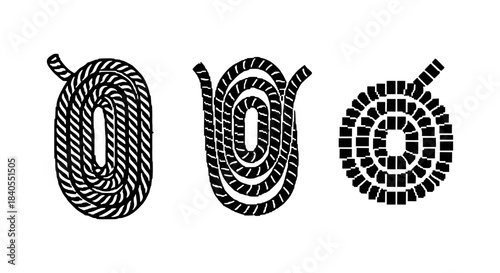 Creative rope inspired zero designs with texture patterns on white background